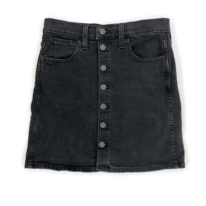 Madewell Black Button Front Denim High Rise Mini Jean Skirt size 27
